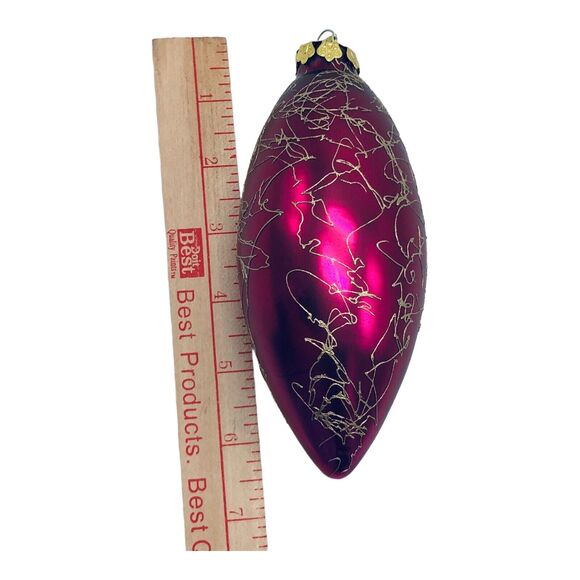 MCM Teardrop Ornament Spaghetti String Swirl Mercury Glass Purple Red Gold 7” - Picture 8 of 8